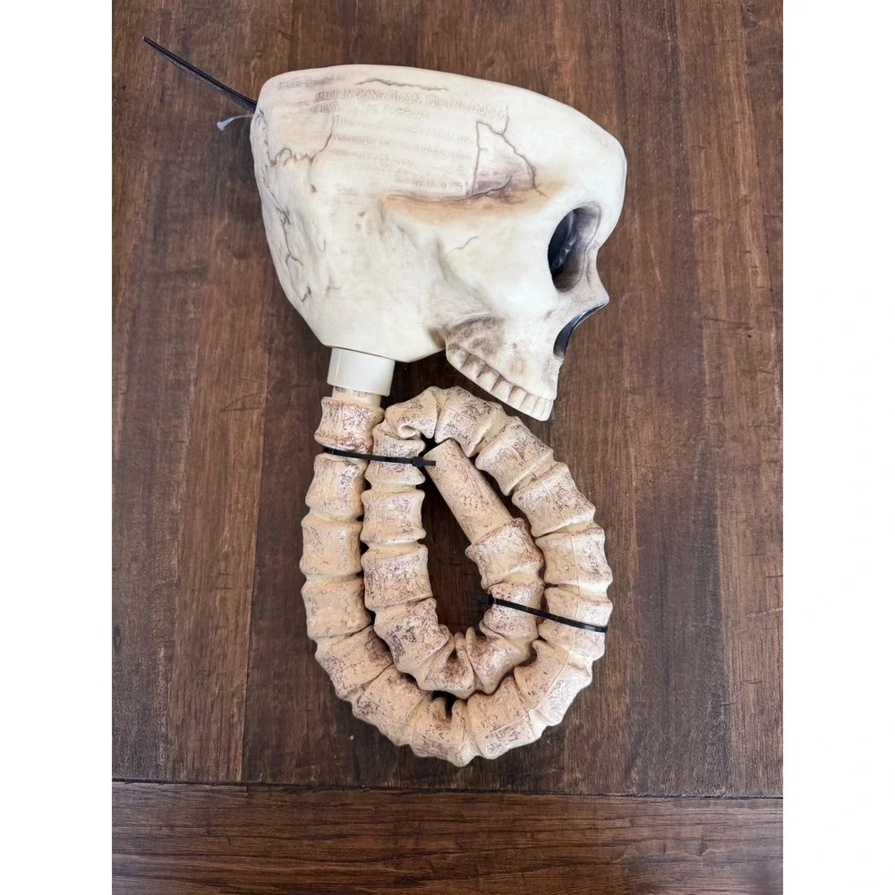 NWT Spirit Halloween Skull Funnel Beverage Bong Flexible Spine Bone Plastic